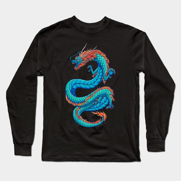 aggressive Japanese Dragon Long Sleeve T-Shirt by Ardiyan nugrahanta